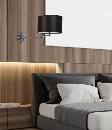 Alexia Lampa Kinkiet Chromowy 1X40W E14 Abażur Czarny
