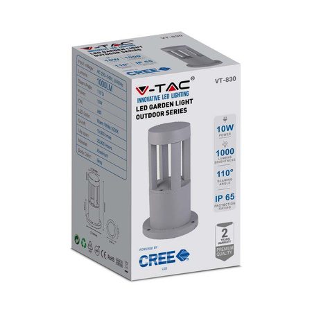 Słupek Ogrodowy V-TAC 10W LED IP65 Szary 25cm VT-830-G 3000K 1000lm