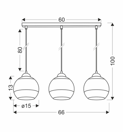 Contessa Lampa Wisząca Czarny 3X40 E27 Klosz Złoty