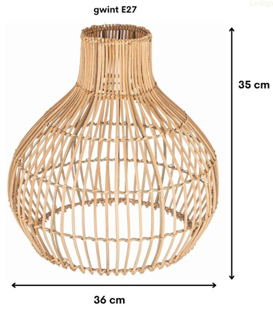 Klosz drewniany Harmony walec rattan