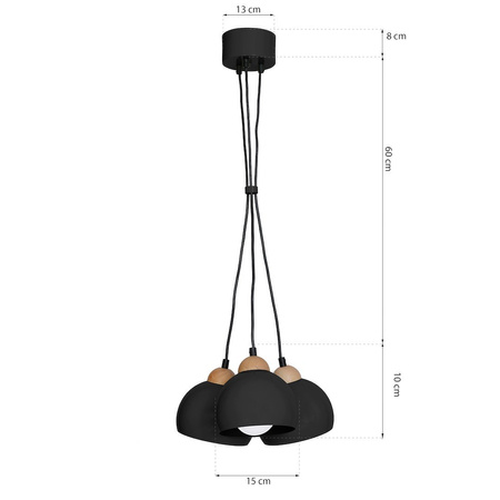Lampa wisząca DAMA BLACK 3xE27 czarna