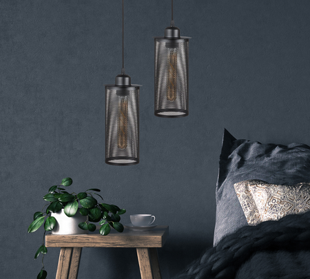 Lampa wisząca metalowa siatka tuba