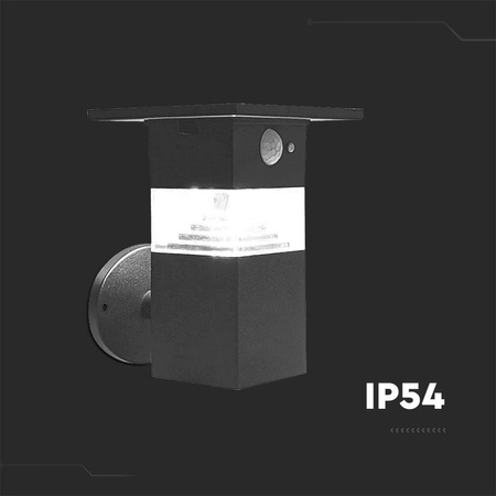 Kinkiet Ogrodowy Solarny V-TAC 5.5W LED IP54 Czarny VT-1169 3000K 250lm 3 Lata Gwarancji