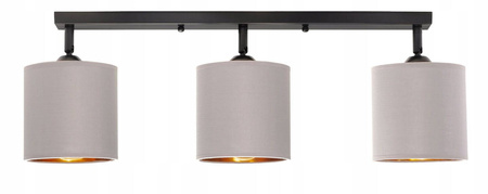 Lampa sufitowa listwa potrójna szara abażur Oro