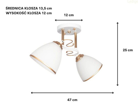 Lampa sufitowa klasyczny żyrandol plafon Aleks  2xE27