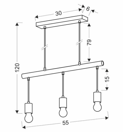 Lampa wisząca biała + drewno 3xE27 IZZY 33-78070