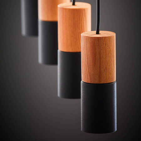 Lampa wisząca ELIT BLACK/WOOD 4xGU10