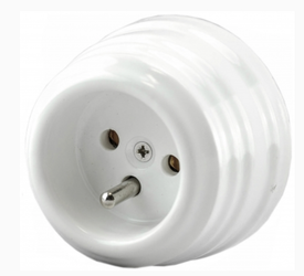 Gniazdo ceramiczne natynkowe z uziemieniem białe