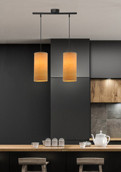 Ballo lampa wisząca czarny 2x60 e27 abażur orzechowy