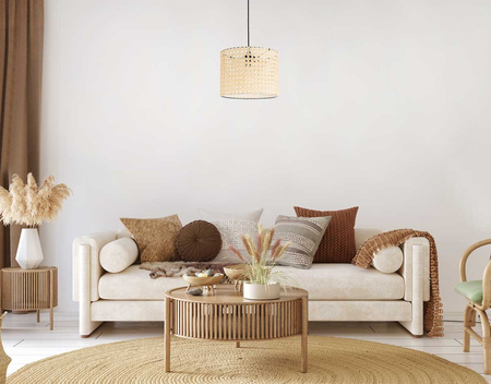 Lampa wisząca abażur rattanowy mały walec