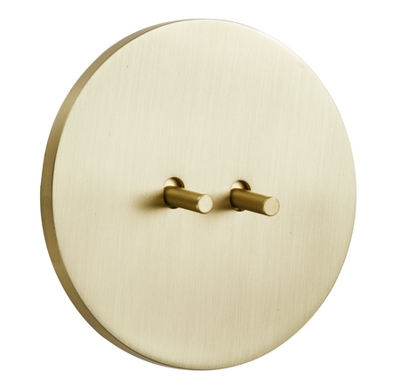 Włącznik podtynkowy okrągły metalowy podwójny / schodowy TOGGLICA ROUND 4U złoty szczotkowany