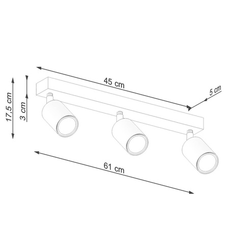 Lampa sufitowa VERDO 3L czarny