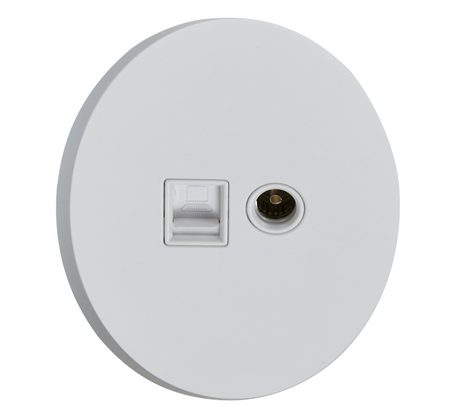 Gniazdo TV/RJ45 podtynkowe okrągłe metalowe TOGGLICA ROUND  biały mat