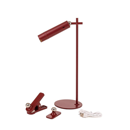 Lampka Biurkowa V-TAC 4w1 37cm Kinkiet Klips Latarka 3W LED Czerwona 