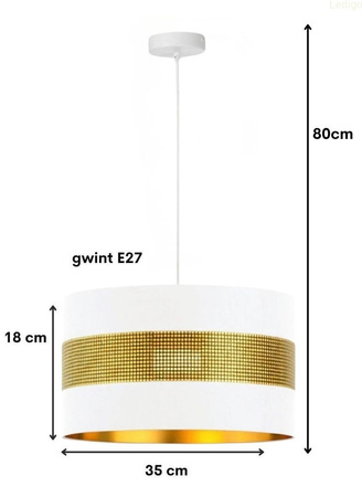 Lampa wisząca z abażurem ażurowa ORO Deluxe biało złota 35cm 