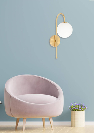 Kinkiet złoty Milano Grace mleczna kula E14