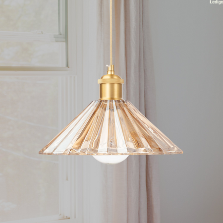 Lampa wisząca sufitowa szklana Japandi bursztynowa 1xE27