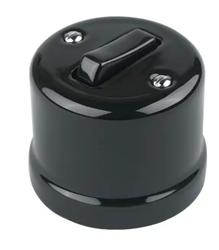 Włącznik ceramiczny pojedynczy schodowy czarny natynkowy