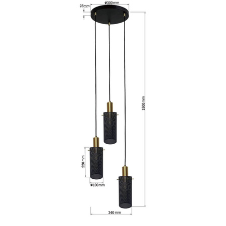 Light prestige Tirana 3 wisząca talerz czarna LP-945/3P BK