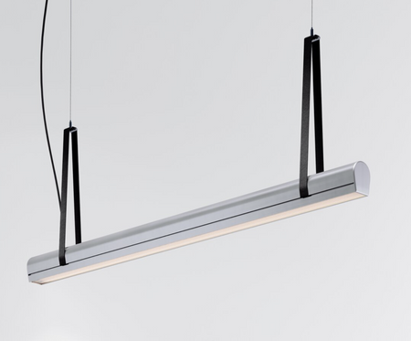 Kluś Lampa wisząca LED Tulip TU BEAM ZW L=2811mm, mikropryzma liniowa, 64W, 4000K, DALI, SREBRNY