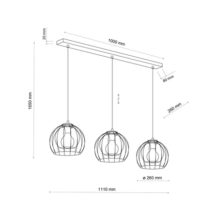 Lampa wisząca UNIVERSO BLACK 3xE27