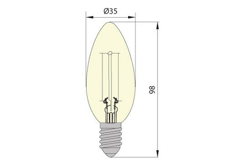 Żarówka LED FILAMENT E14 5W świeczka C35 ciepła mleczna 360