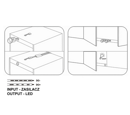 Włącznik do taśm LED sensor podwójny do szaf biały