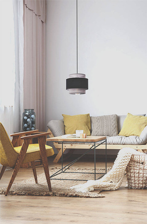 Lampa wisząca z czarno-szarym abażurem K-5170 z serii ETELA