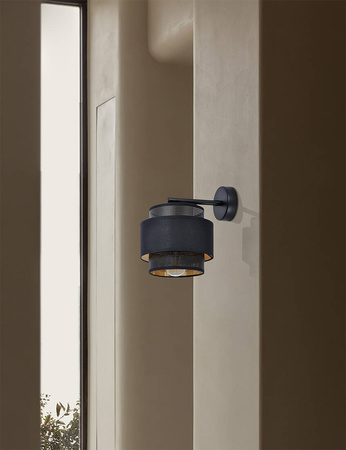 Efektowny kinkiet, czarno-złoty, do sypialni K-5284 z serii AMOS