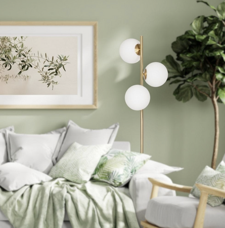 Lampa stojąca podłogowa GOLD białe kule  3xE27 MILANO