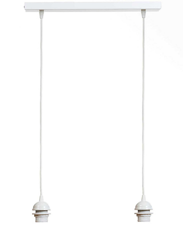 Lampa podwójna listwa biała abażur len naturalny