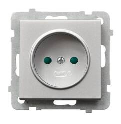 Gniazdo pojedyncze z przesłonami torów prądowych Ospel Sonata Srebrny Mat