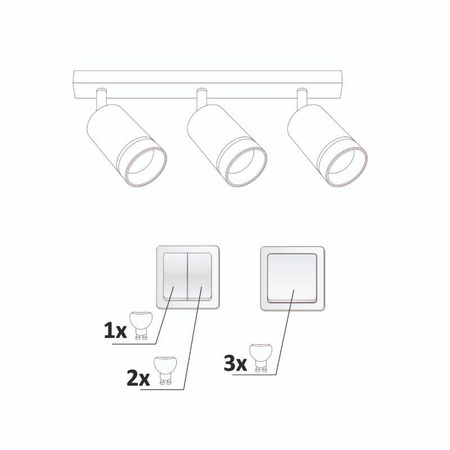Lampa ścienno-sufitowa PARIS 3 GU10 Biała