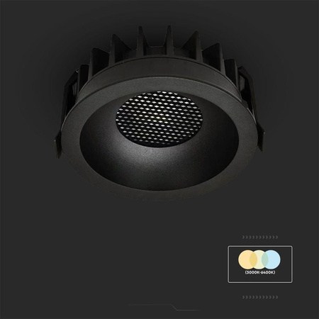 Oprawa V-TAC LED Downlight 12W BRIDGELUX CHIP CCT Czarna Raster Antyolśnieniowy Plaster Miodu VT-17012 3000K-4000K-6400K 1180lm