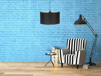 Lampa wisząca okrągła z abażurem Czarna