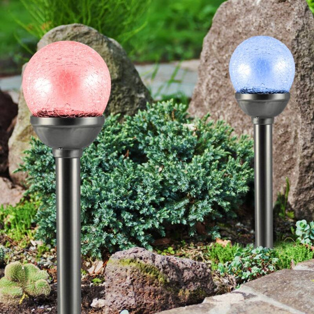 Lampa solarna Led KULA RGB szklana SL2302S INOX