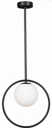 Lampa wisząca czarna Milano Lune mleczna kula 1xE14