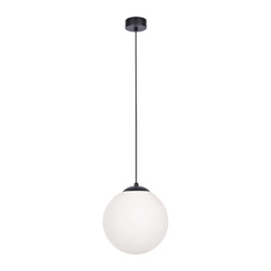 Czarna lampa wisząca z dużym mlecznym kloszem 30 cm K-4922 z serii SAVOY