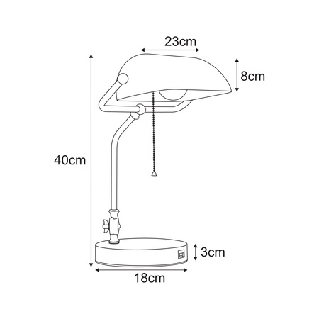Zielona lampa bankierska o drewnianej podstawie K-MT-208 z serii BANK