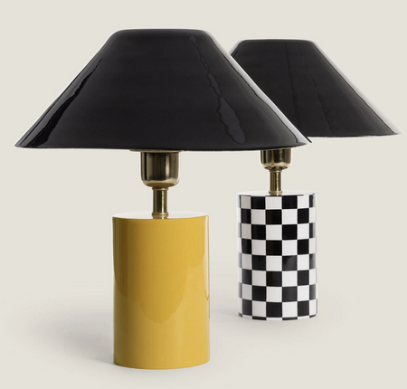 Lampka stołowa nocna z Metalu BRIJESH 1xE27 czarno żółta