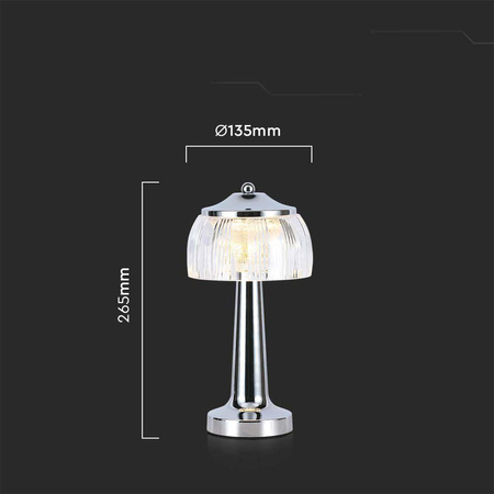 Lampka Biurkowa Nocna V-TAC 1W LED 26cm Ładowanie USB Ściemnianie Chrom 