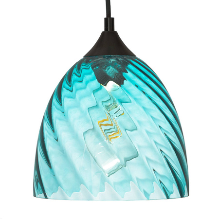 Lampa wisząca szklana niebieska kopuła VELA