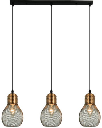 Lampa wisząca Edison 3xE27 czarna miedziana 