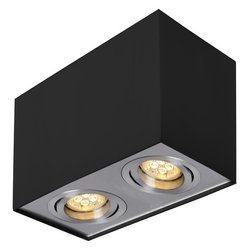 Oprawa sufitowa  podwójna ruchoma czarna / aluminium prostokątna