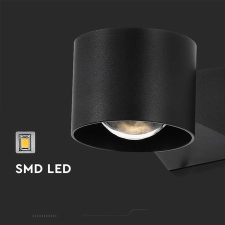 Oprawa Ścienna V-TAC 5W Kinkiet Góra Dół Czarny IP65 VT-1179 3000K 465lm