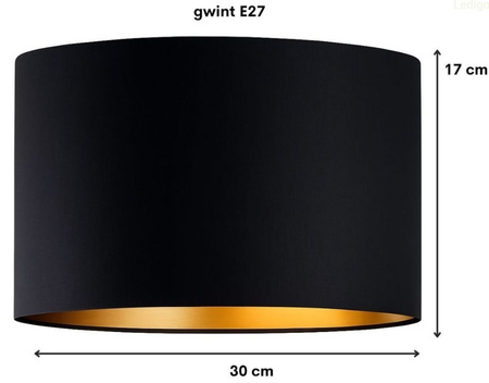 Abażur walec Oro Deluxe czarno złoty 30cm E27