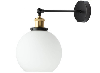 Kinkiet ścienny złota oprawa klosz mleczny 20 cm 1xE27