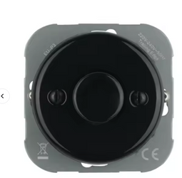 Ceramiczny ściemniacz podtynkowy okrągły czarny bez ramki