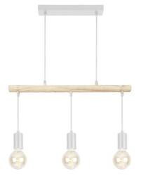 Lampa wisząca biała + drewno 3xE27 IZZY 33-78070