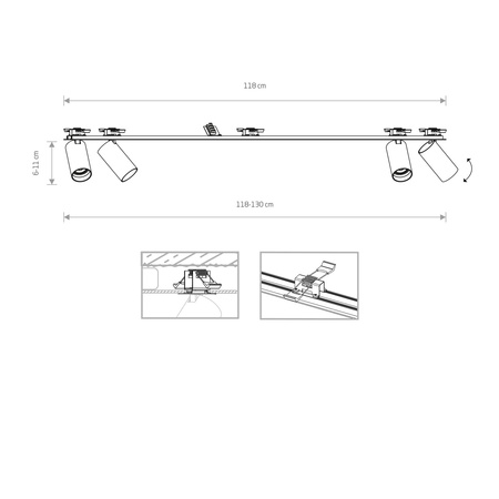 Nowodvorski Lampa podtynkowa reflektor czarno złota  MONO SURFACE 